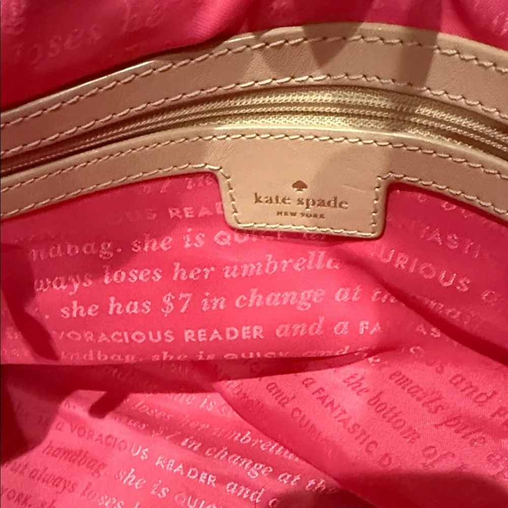 Kate Spade Vibrant Pink Cream Leaf Tote canvas storybook collectible bag purse